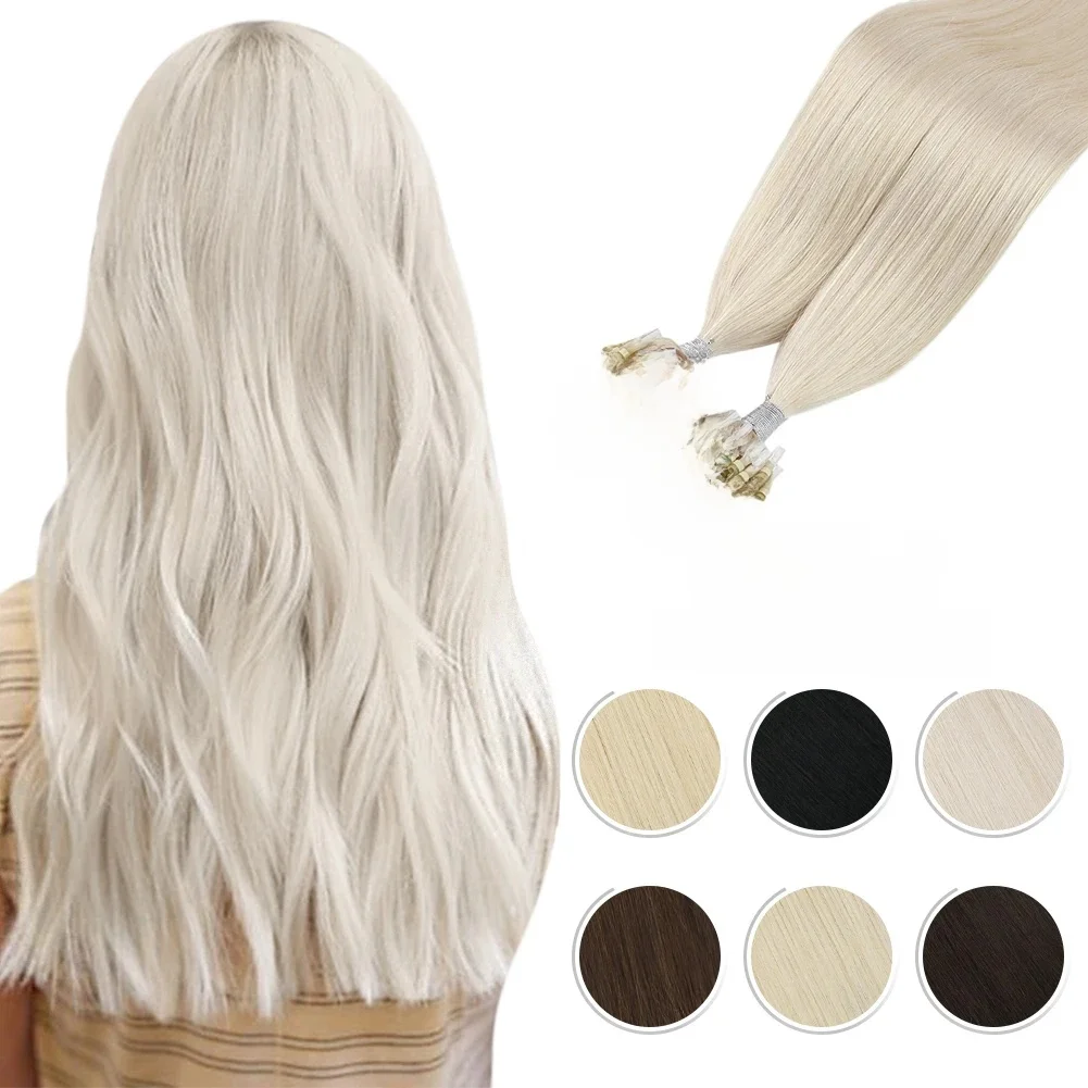 Moresoo Micro Loop Hair Extensions Microlinks Machine Remy Braziliaanse 1G/1S 50G Blonde Balayage 100% Real human Hair Straight - afbeelding 2
