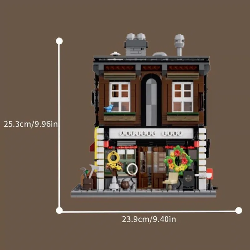  1950 قطعة متجر العتيقة مباني المنزل مجموعات متجر المدينة العمارة وحدات بنة التجمع أطقم منمذجة الكبار اللعب هدية #5