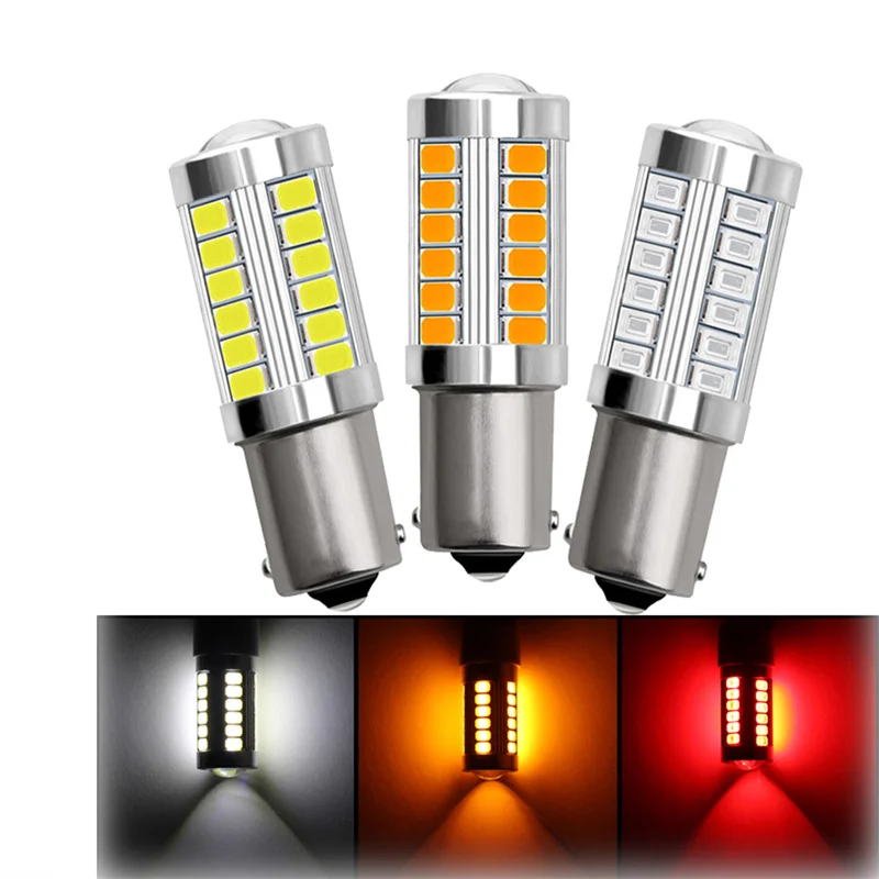 

1PCS PY21W P21/5W 1156 Ba15s 1157 Bay15d For Car LED Bulbs Turn Signal Light 12V 33SMD 7000K Brake Reverse Parking Lamps Red