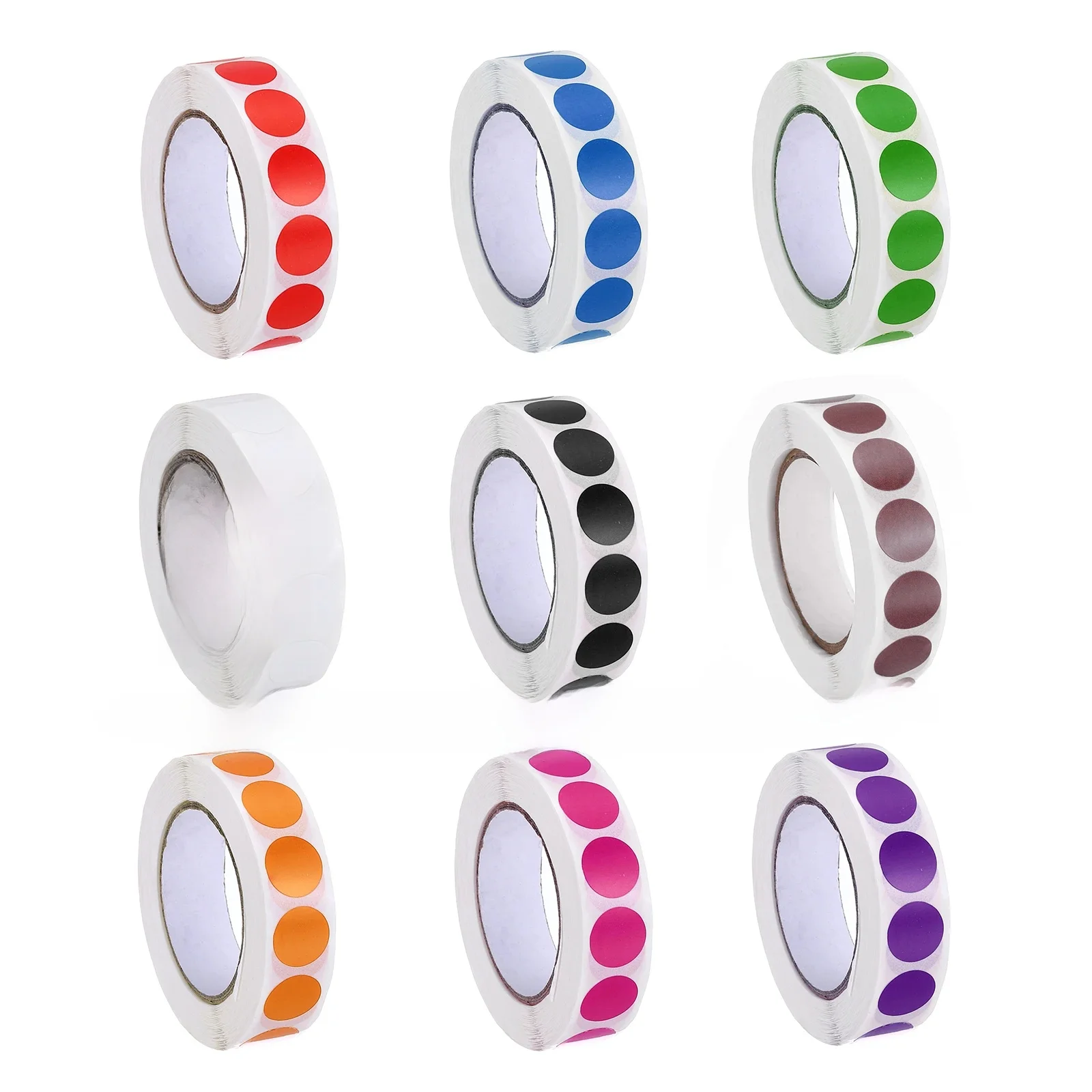 1000 Stück farbige Punktaufkleber, Farbcodierungsetiketten, leere Kreisaufkleber, selbstklebende runde Preisaufkleber für Büro, 12,7 mm, 19 mm, 25 mm