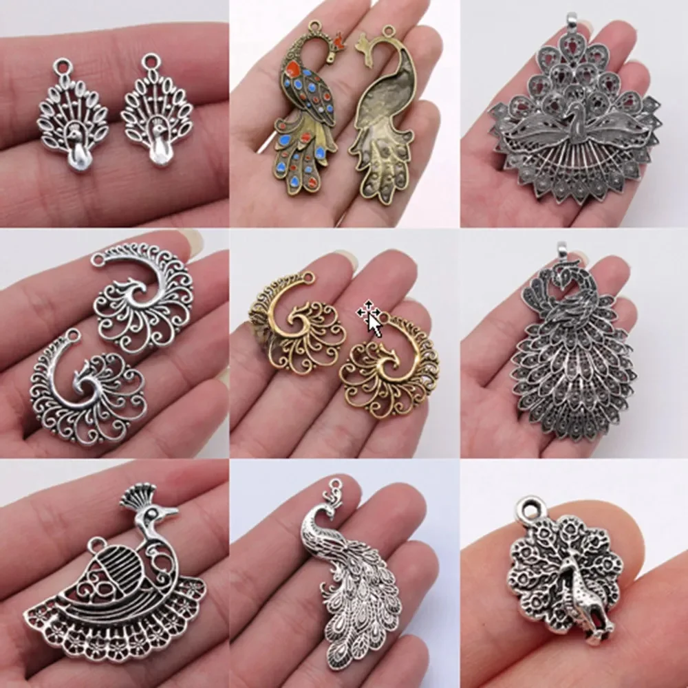 Luzem Charms do tworzenia biżuterii zestaw wisiorek Diy biżuteria akcesoria pawie Charms — zdjęcie 2