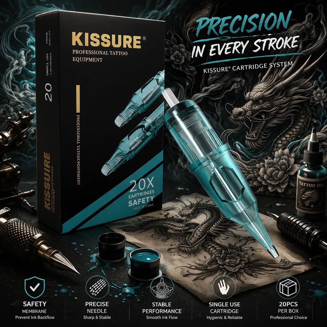 

Kissure 20pcs Tattoo Cartridge Needles RL RS RM M1 Disposable Sterilize Tattoo Needle Permanent Makeup Cartridge Machine