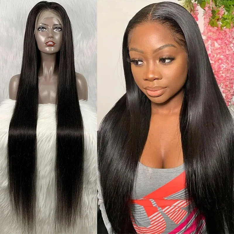 32 40 Inch Bone Straight Human Hair Wig 13x4 13x6 HD Lace Frontal Human Hair Remy Wig Brazilian For Black Women Natural Color