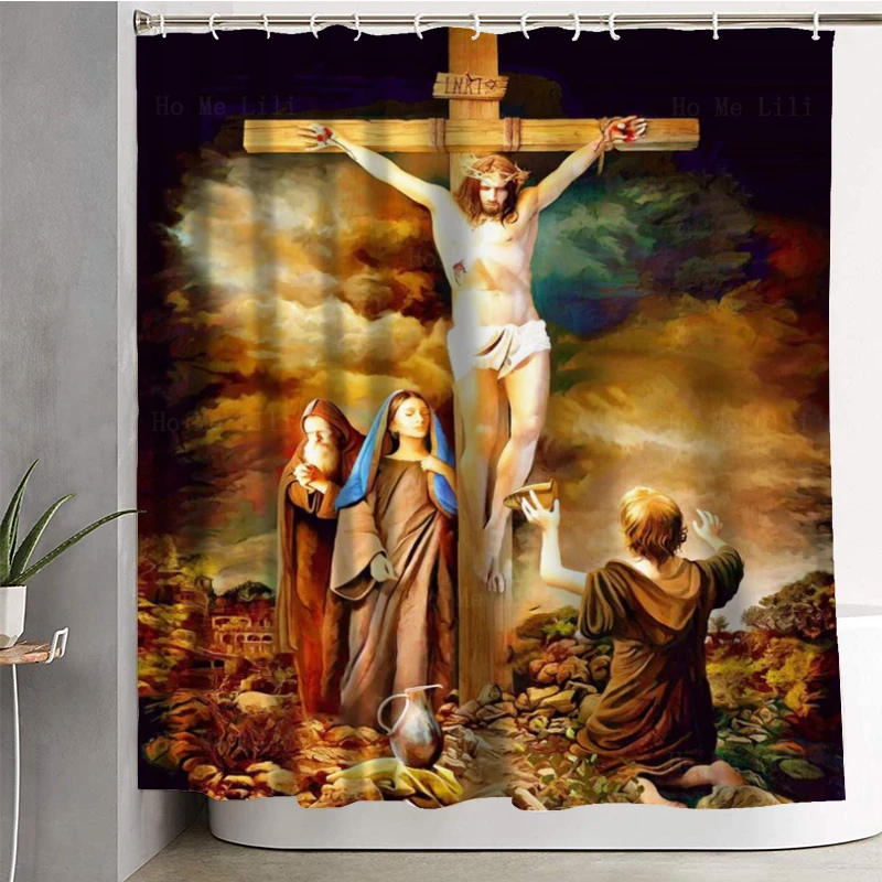 Jesus Resurrected Son Of God On The Cross The Divisive Love Of Christ Christian Art Shower Curtain By Ho Me Lili For Bath Decor