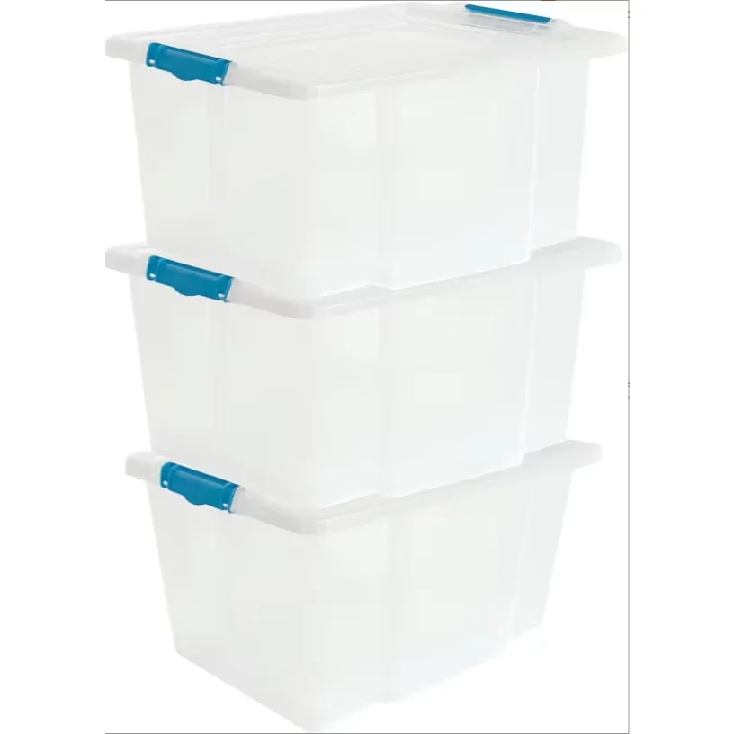Set of 3 Stackable 50L Clear Storage Boxes