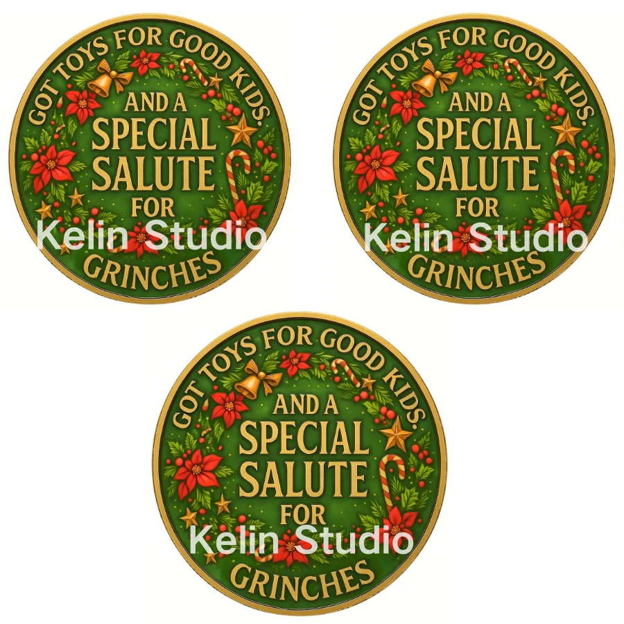 

2025 Funny Christmas Challenge Gold Coin Naughty Santa & Grinch Humorous Decorative Token Xmas Gift