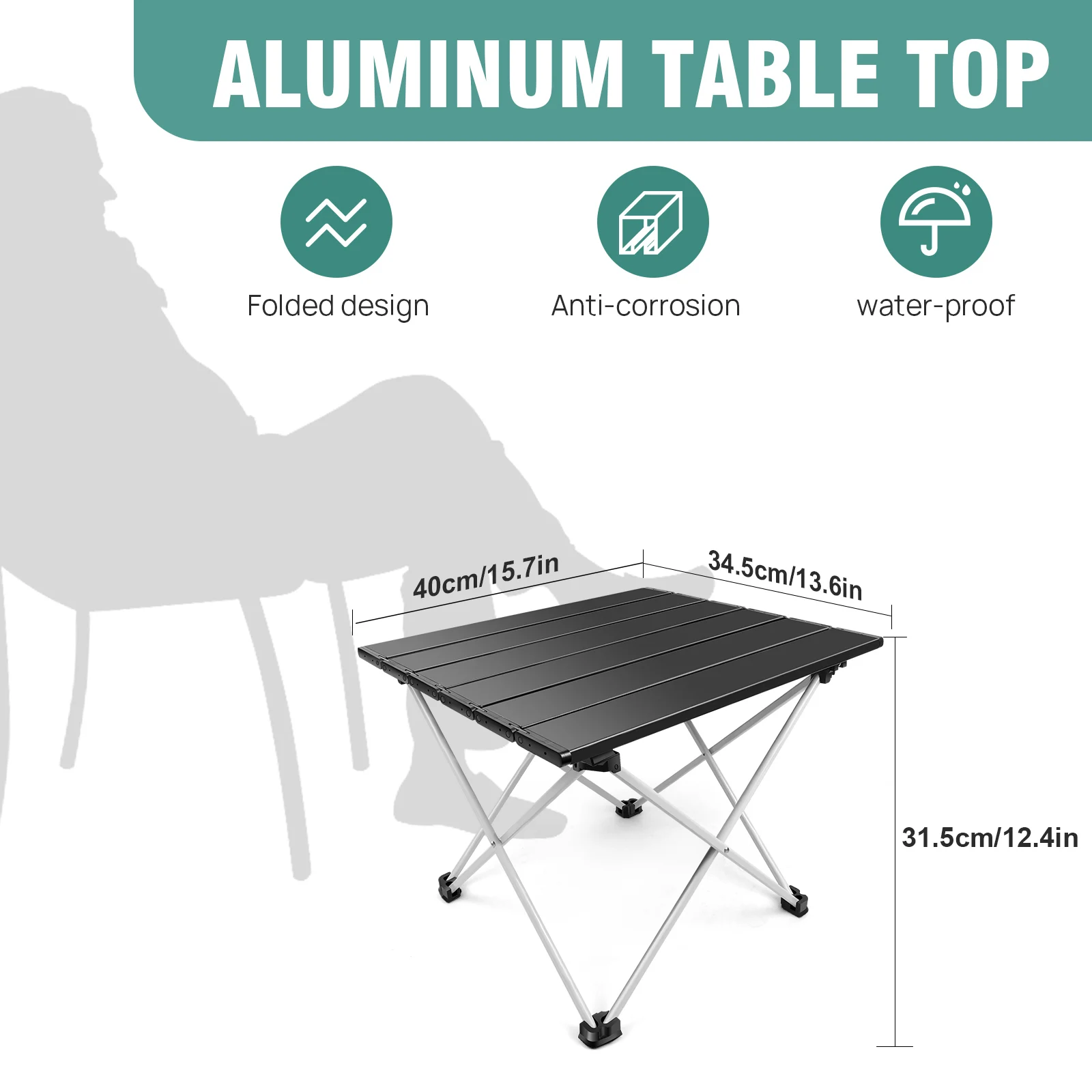 Tragbarer Camping-Klapptisch für den Außenbereich, hochfest, ultraleicht, aus Aluminiumlegierung, für Garten, Party, Picknick, Grillen, 40 x 35 x 32 cm