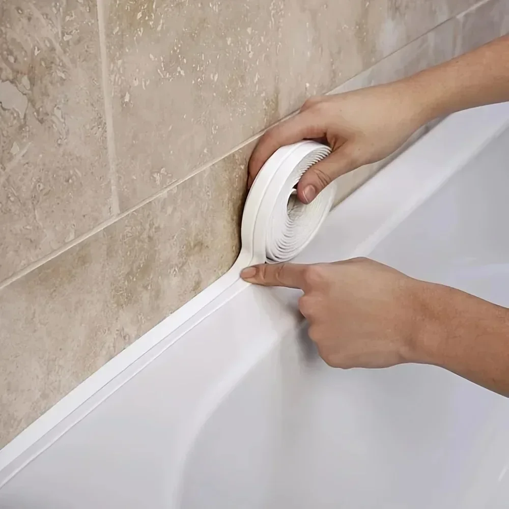 Ruban d'étanchéité étanche en PVC de 3,2 m pour évier de salle de bain, douche, baignoire et toilettes-autocollant mural auto-adhésif