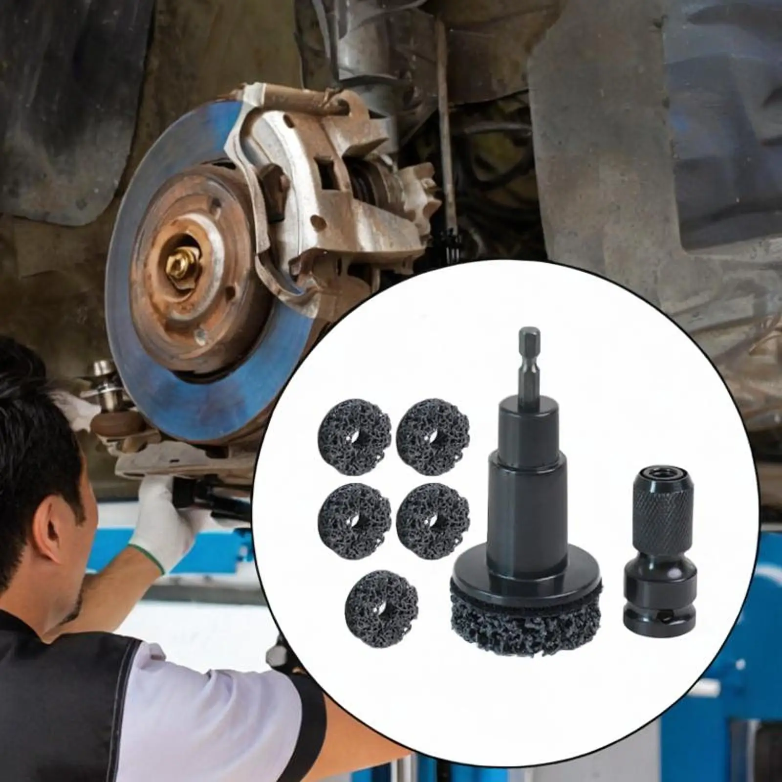 

Professional Stud Rust Removal Tool Kit with 5 Brush Heads Heavy Duty Car Truck Wheel Hub Cleaning Tool for Removing Rust Corros