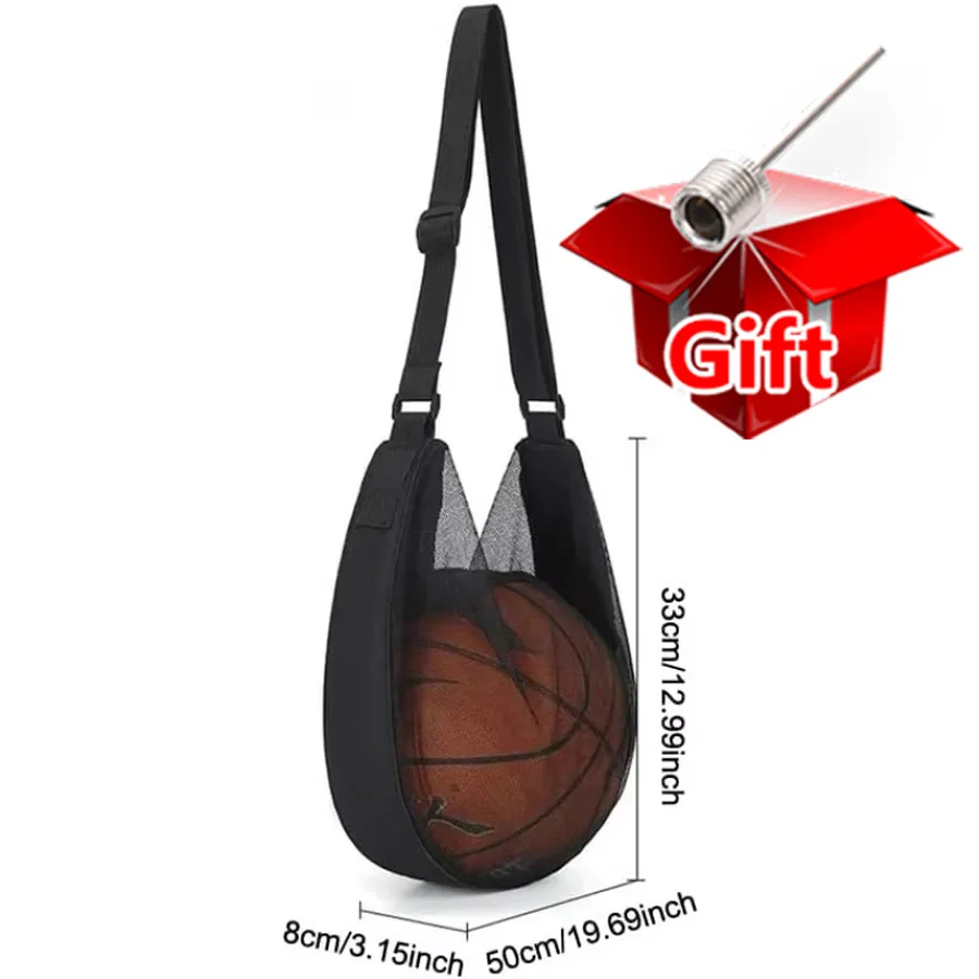 2/1Pcs Tear Resistant Mesh Single Ball Storage Bag with Gift, Zipper Adjustable Crossbody Strap for Size7 Basketball Soccer etc. image 6