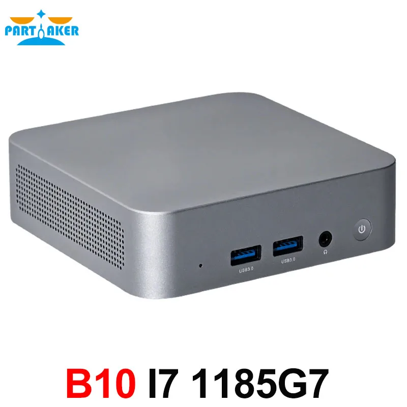 Partaker Mini PC Intel Core 11th Gen i7 1185G7 Windows 11 DDR4 RAM M.2 2280 2242 SSD 2 x HDMI2.0 2 x Tpye-C 4 Screen Output HTPC