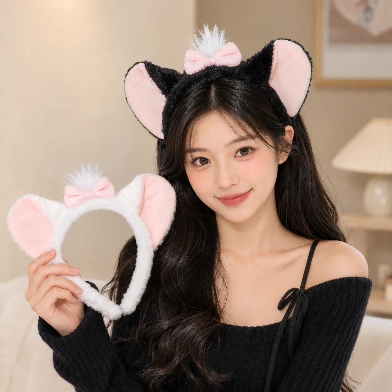 Women Fashion Designer Dresses Photos - Pink Plush Animal Big-Ear Headband for