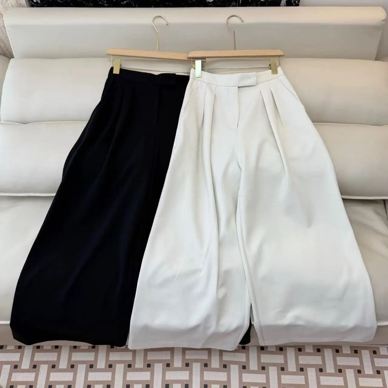 

Early spring wide-leg cotton blend casual long pants