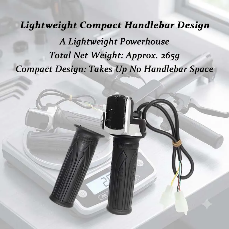 

36V/48V Throttle Grip with Display & Lock for Electric Bike, Universal Accelerator Speed Control Handlebar, Replacement Part