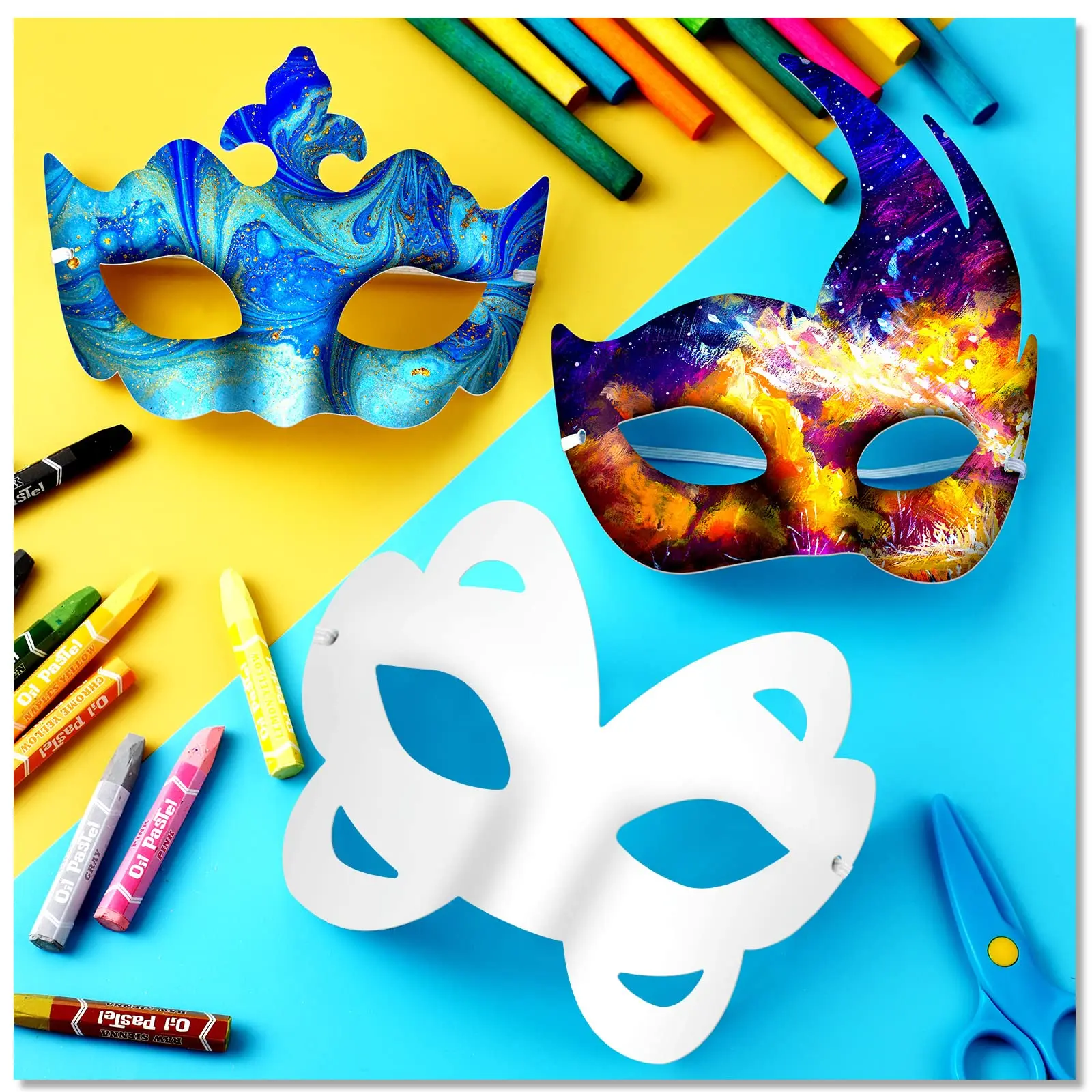 Masquerade Masks 24/20/14/12pcs Paper Material DIY Unpainted White Masquerade Masks for Carnival, Opera, Masquerade