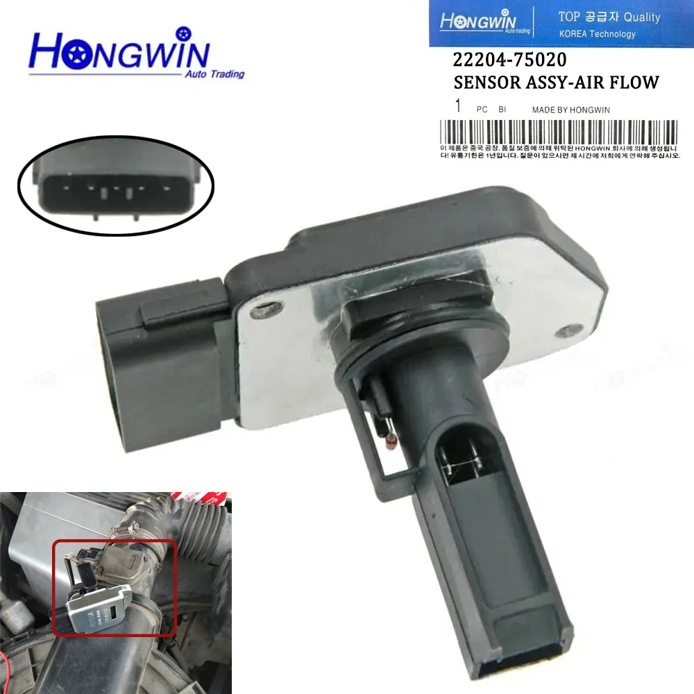 Sensor de flujo de aire MAF para Lexus, GX, LX, 22204, 75020, Toyota 4runner, Auris, Hiace, Hilux, Prius, 470-570, AFH70M-17, 7Y26, 22204, 75020