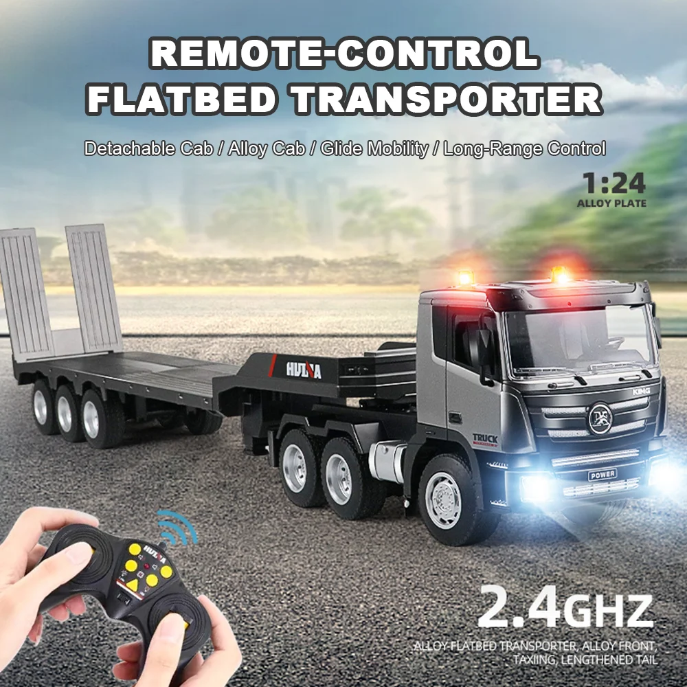 9 Kanäle RC Flachwagen Modell Spielzeug 1:24 Legierung Ingenieur Fahrzeug 2,4G Fernbedienung Auto Funkgesteuerter Anhänger Kinder Spielzeug Geschenk