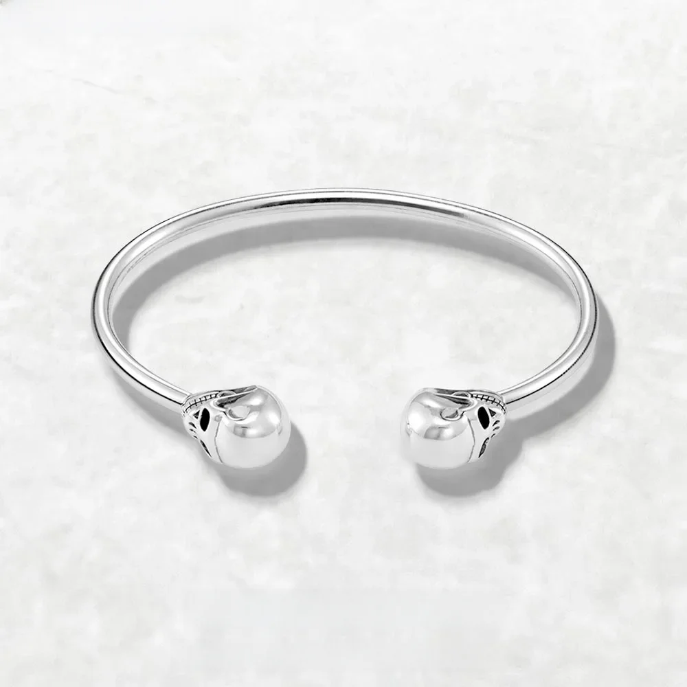 Bransoletka Bangle Skull Europe Style Fashion Karma Rebel Biżuteria Prezent dla kobiet Mężczyźni Brand New Fine Sterling 925 Silver — zdjęcie 2
