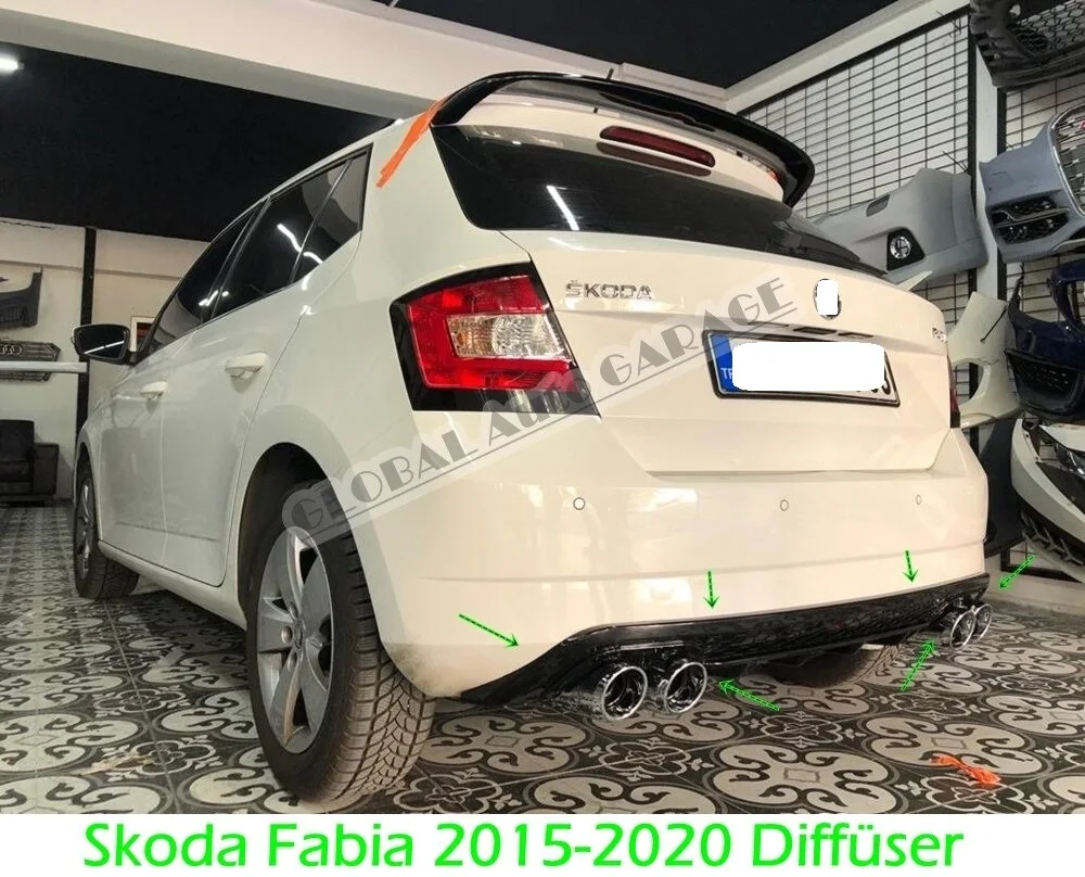 For Skoda Fabia Diffuser 2015 2016 2017 2018 2019 2020 Rear Bumper Extension Attachment Car Styling Auto Universal Accessory