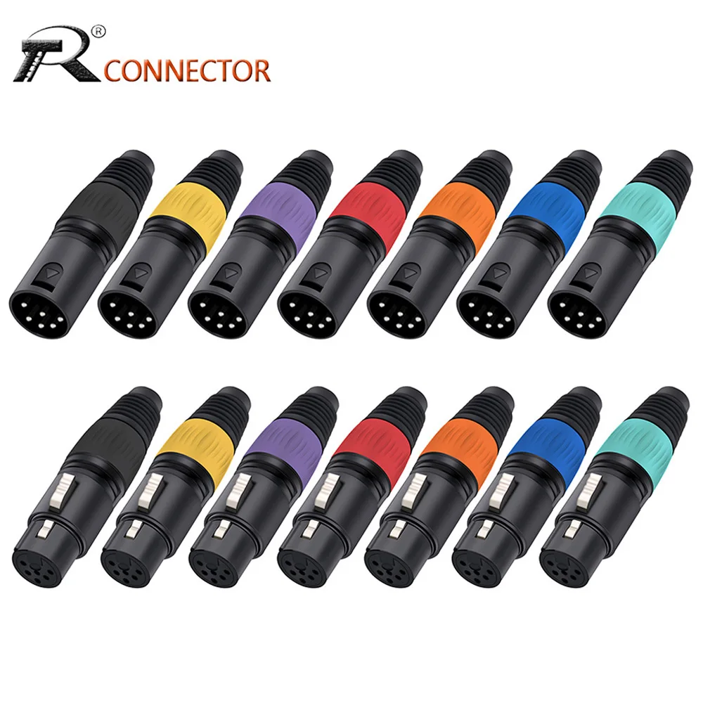 10pcs/5sets 6Pin XLR Male+Female Snake Plug Solder Type Connector MIC Terminal Wire Connectors Audio Microphone Socket Jack