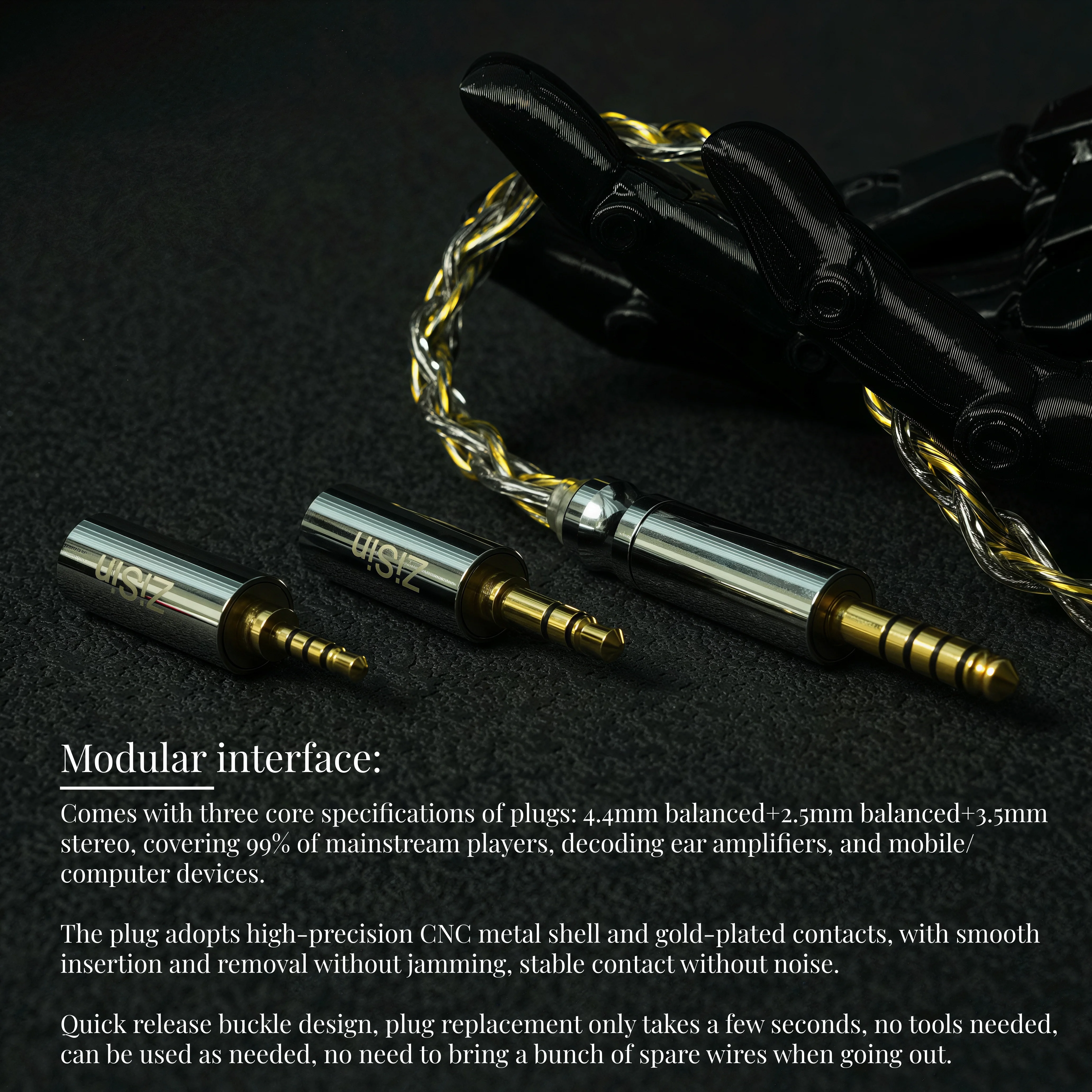 ZiSin-321 4 코어HIFI 이어폰 업그레이드 케이블 모듈러 3-in-1 분리형 플러그 MMCX/IE9000.78 2PinFor M5 Olina Fudu …