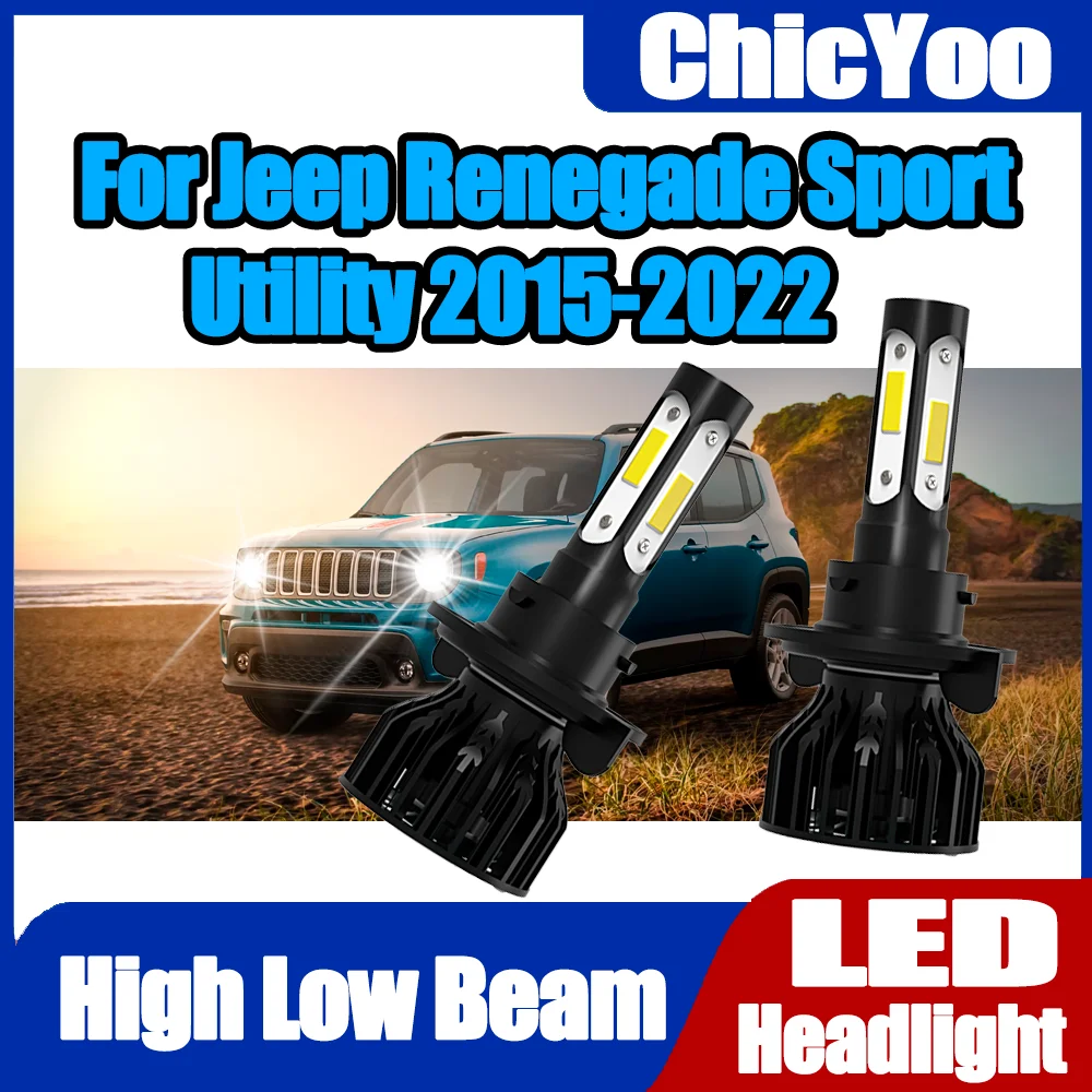 

2PCS High Low Beam Headlamps 6000K LED Headlight Bulbs From All Four Sides Super White For Jeep Renegade Sport Utility 2015-2022