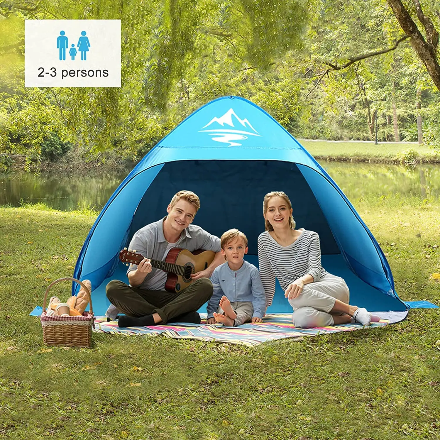 

Pop Up Beach Tent Extra Lightweight UV 50+ Sun Protection Portable Beach Tent Ventilation Waterproof Outdoor Throwing Tent