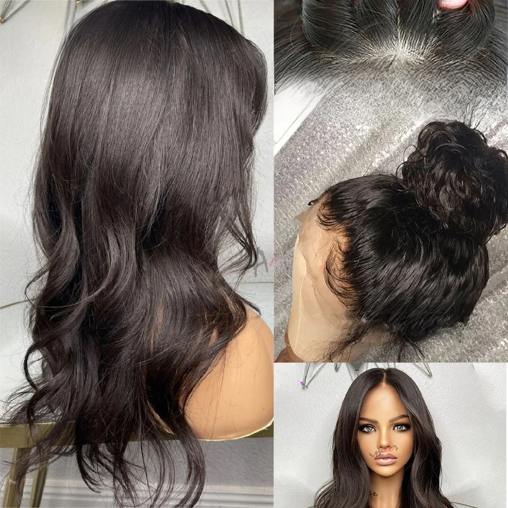 Losse Body Wave 13x4 Silk Base Toppruik 13x6/13x4 Diepe Scheiding Haarwerk van Echt Haar Lace Front Pruik Natuurlijk Zwart Volledig Kant Haarwerk van Echt Haar 360 - afbeelding 2