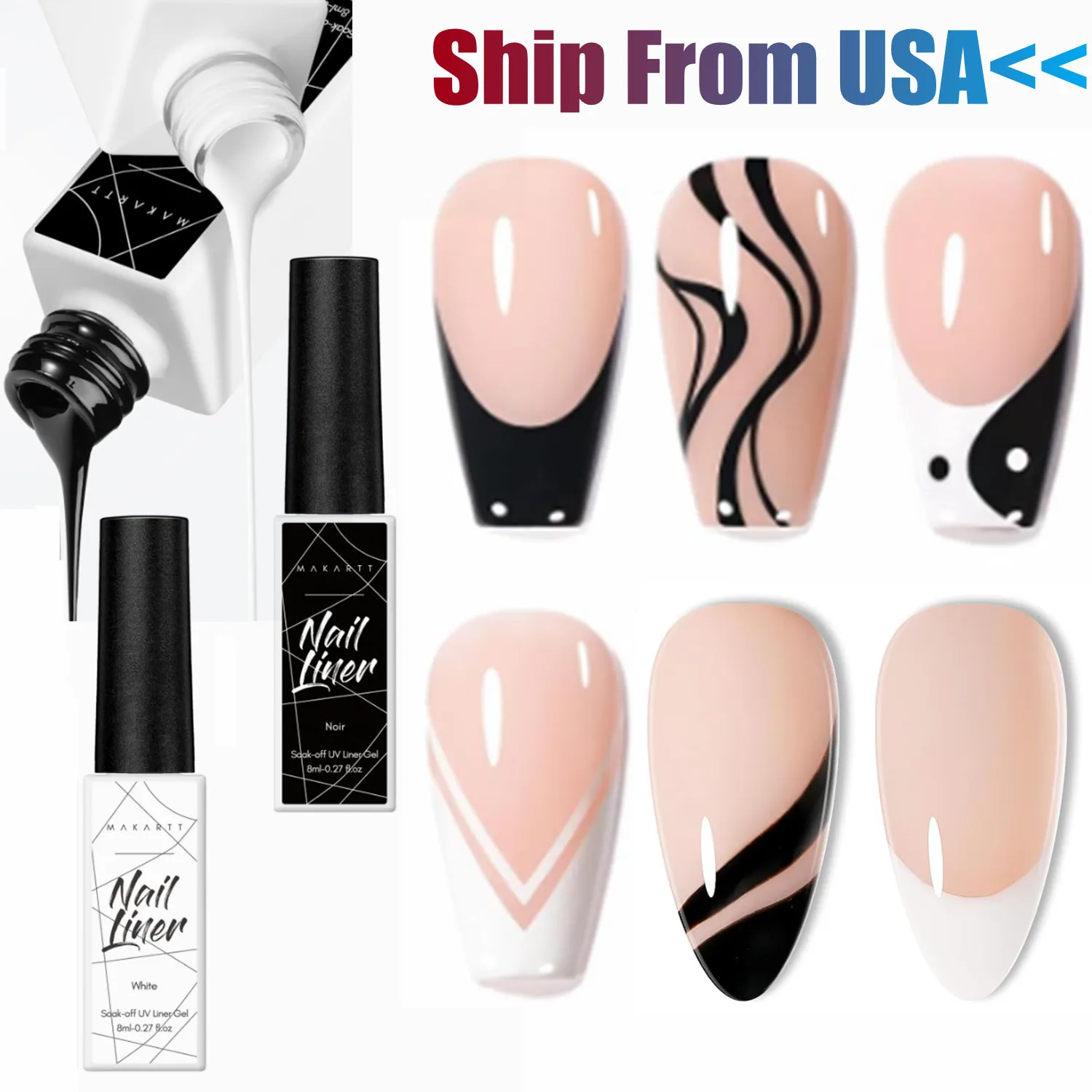 

Nail Liner Gel Polish 8ml Ultra-Fine Brush Semi-Permanent UV/LED Soak-Off for French Manicure Nail Art Drawing For Christmas