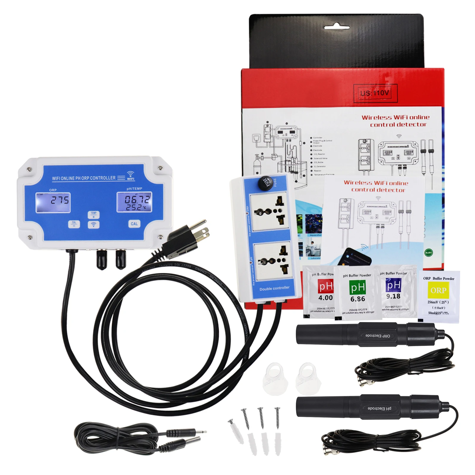 Smart PH ORP Controller with Monitoring and Dosing in Water for Swimming Pool Aquaculture Fishpond Wireless App Remote Online