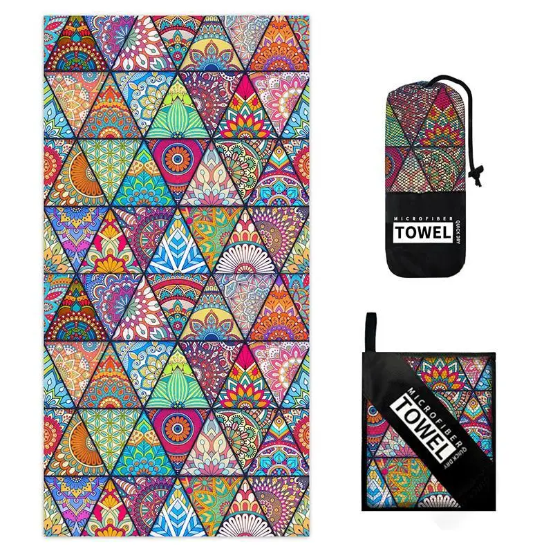 منشفة شاطئ من الألياف الدقيقة على الوجهين سريعة الجفاف بوهيمية ماندالا 80 × 160 سم لحمام السباحة واليوجا #6