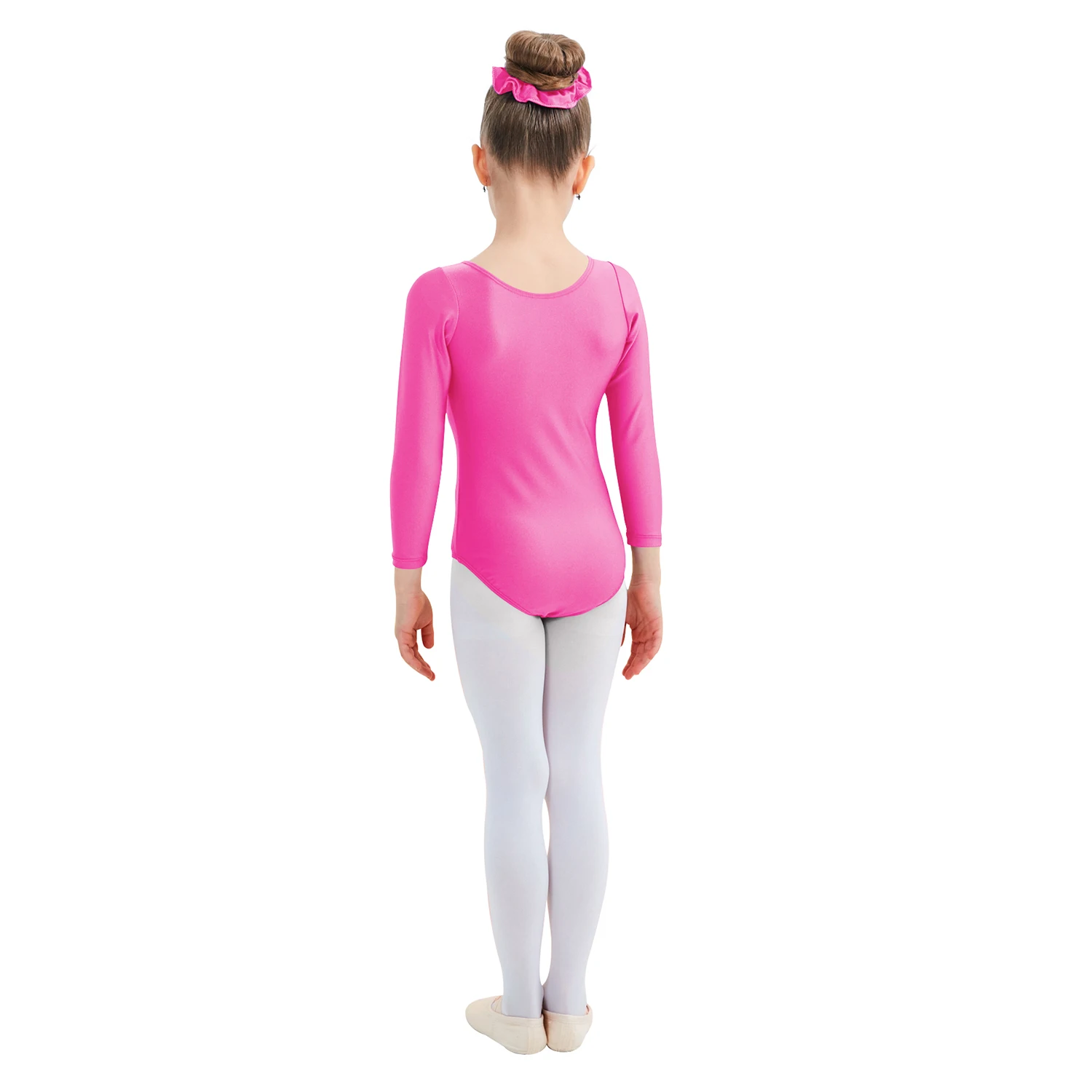 AOYLISEY Girls Spring Long Sleeve Ballet Leotards Spandex Classical Scoop Neck Gymnastic Bodysuit Fitness Suits Costume for Kids