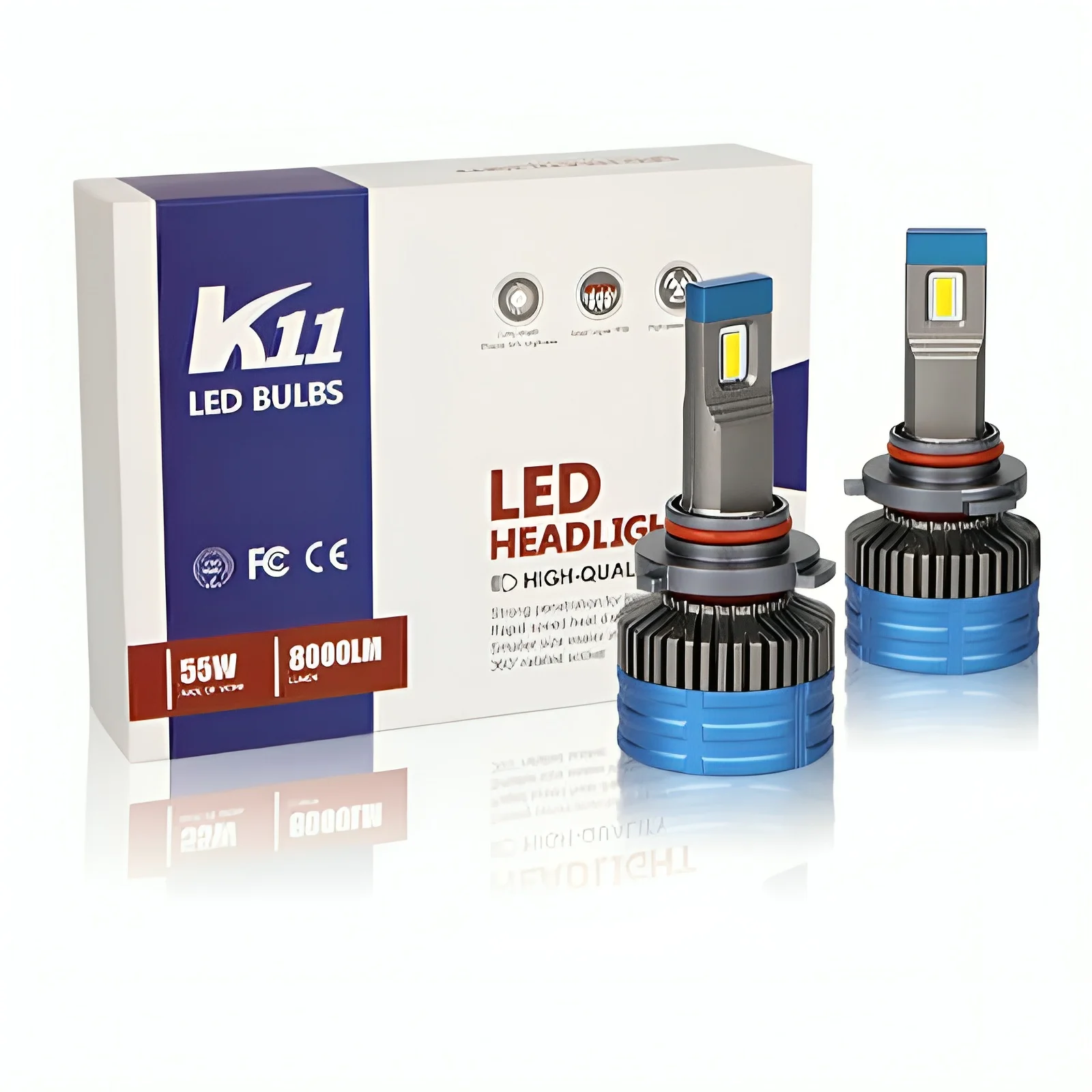 Hot selling K11 LED headlight 12v waterproof 55W headlight high and low beam H1 H3 H4 H13 car LED headlight bulb