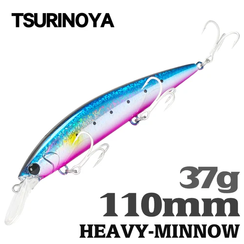 TSURINOYA 110mm 37g 헤비 웨이트 바다 낚시 루어 최대 80m 울트라 롱 캐스팅 싱킹 미노우 마법사 110S 인공 하드 미끼 