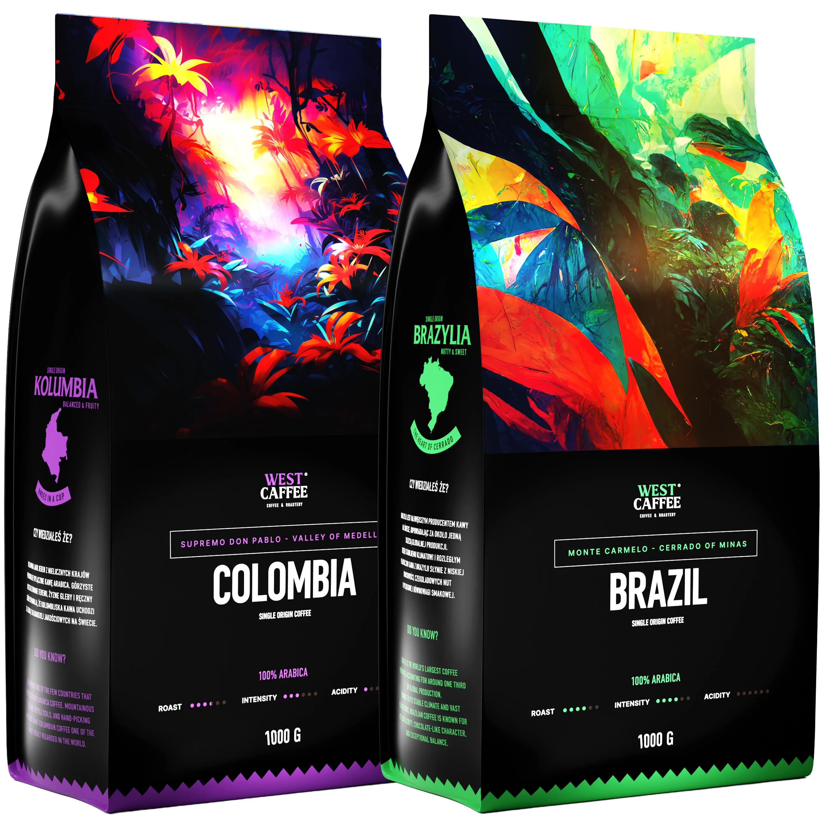 Kawa Ziarnista Brazylia + Kolumbia zestaw 2kg  z Polski za $29.44 / ~112zł