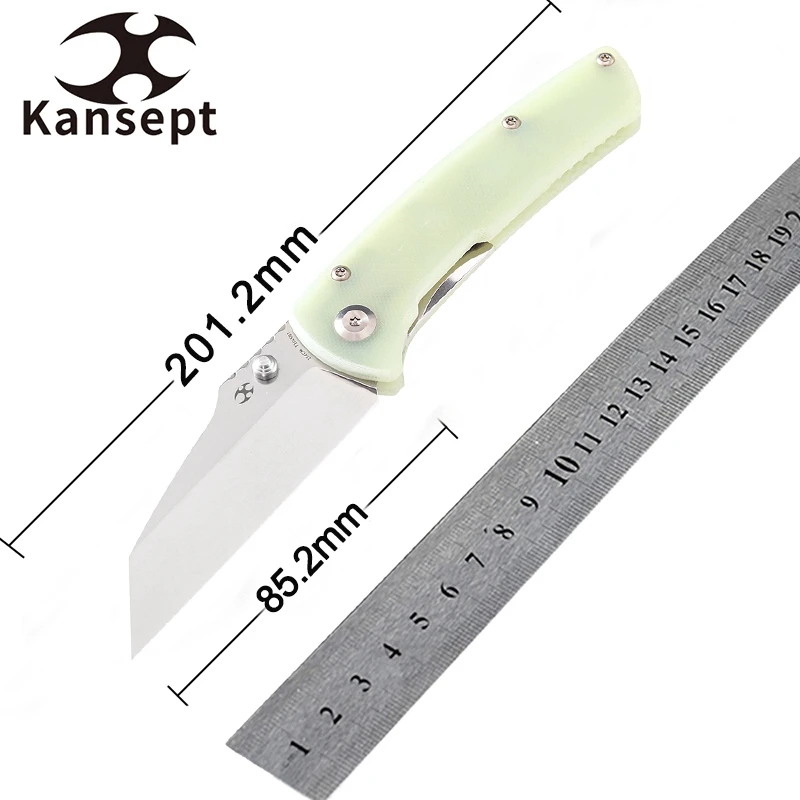 

Kansept Main Street T1015B1 Stonewashed 154CM Blade with Jade G10 Handle designed by Dirk Pinkerton Folding knife for Outdoor