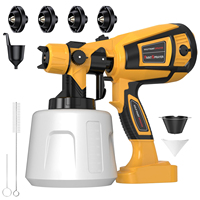 800W HVLP Electric Paint Spray Gun 1400ml Large Capacity 220V Furniture Paint Sprayer 4 Nozzles Fence/Door/Cabinet Spraying Tool