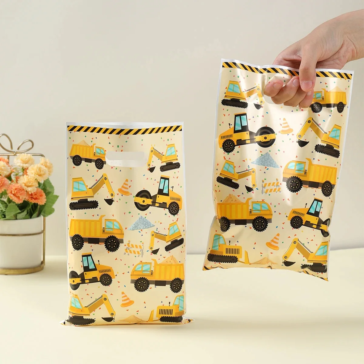 Sac cadeau de véhicule d'ingénierie pour enfants, sac de bonbons, décoration de fête d'anniversaire, fournitures de fête d'anniversaire pour garçon, faveurs, décor de douche de bébé