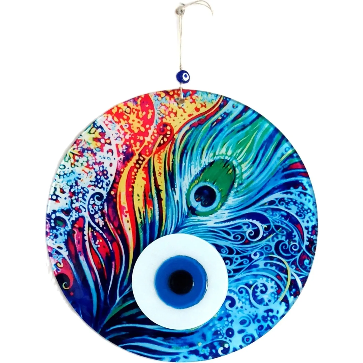 Mixperi 40 Centimeter Feather Pattern Large Size Evil Eye Beads Wall