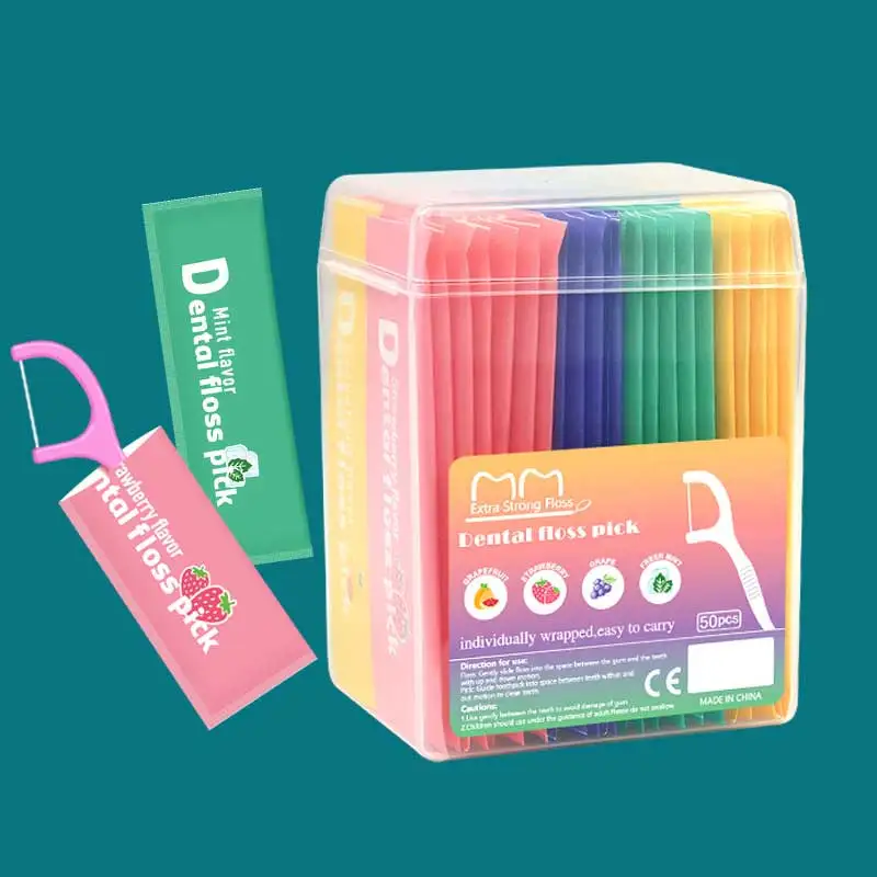 

Dental Floss 50pcs/Box Mixed Fruity Flavor Disposable Toothpicks for Adults Individually Wrapped