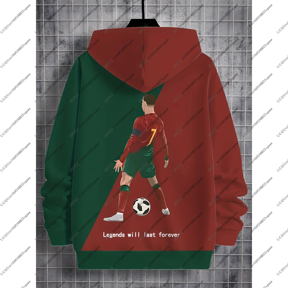 الخريف الرياضة الشتاء كرة القدم المحملة الرجال الذكور كرة القدم عادية الصبي هدية ملابس خارجية تي شيرت البلوز هوديي العصرية الأحمر رونالدو 7 #2