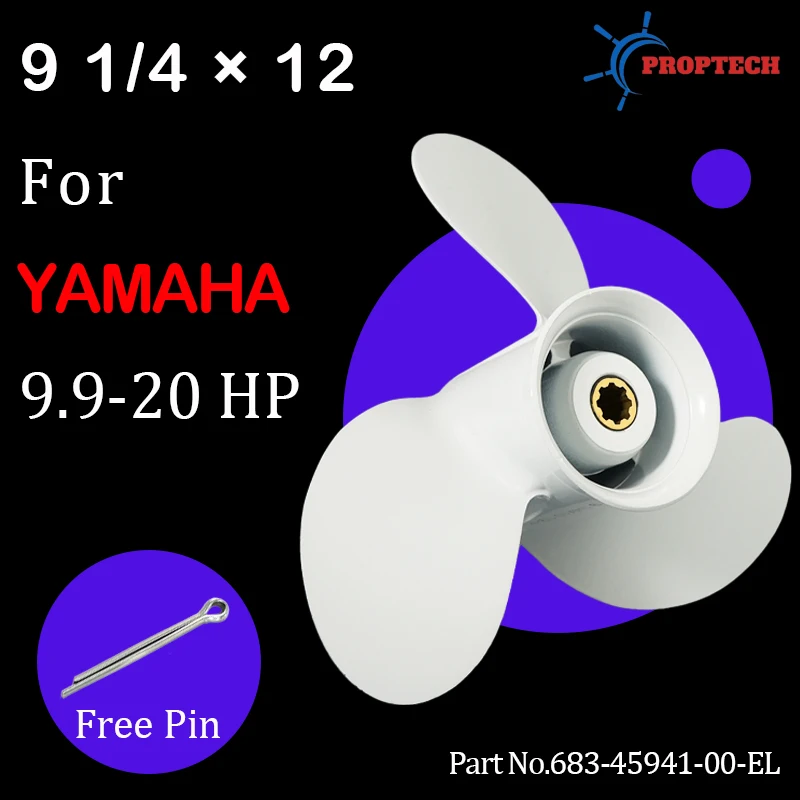 

For Yamaha 9.9hp 15hp 20hp Outboard Propeller 9 1/4*12 Boat Motor 683-45941-00-EL Aluminum Alloy Screw 3 Blade 8 Spline