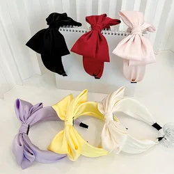 Women Girls Spring Colorful Silk Satin Bow Hairband Headband Adult Hair Accessories Hair Jewley