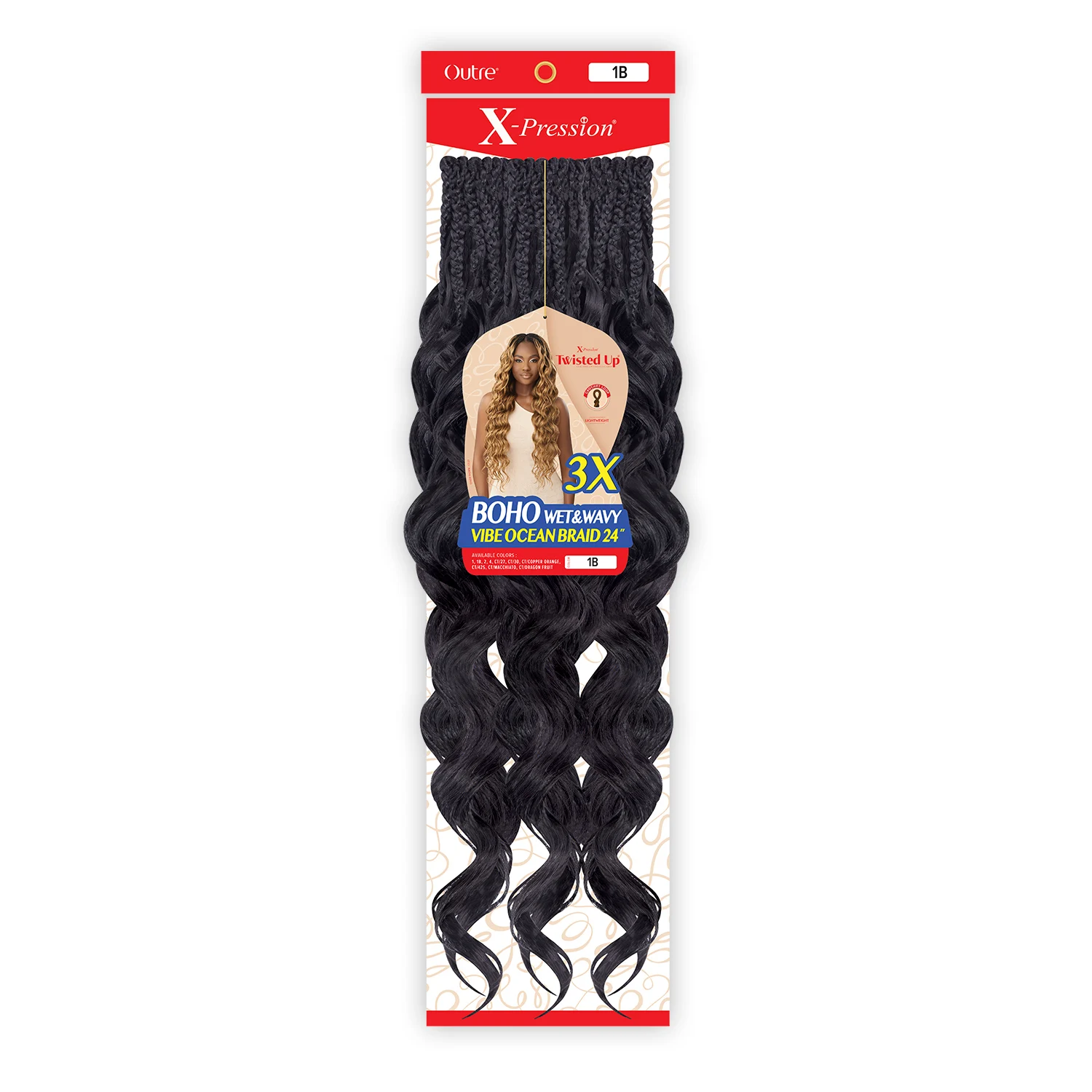 

Outre Синтетические вязаные крючком косы X-Pression Twisted Up 3X Boho Wet N Wavy Vibe Ocean Braid 24 дюйма