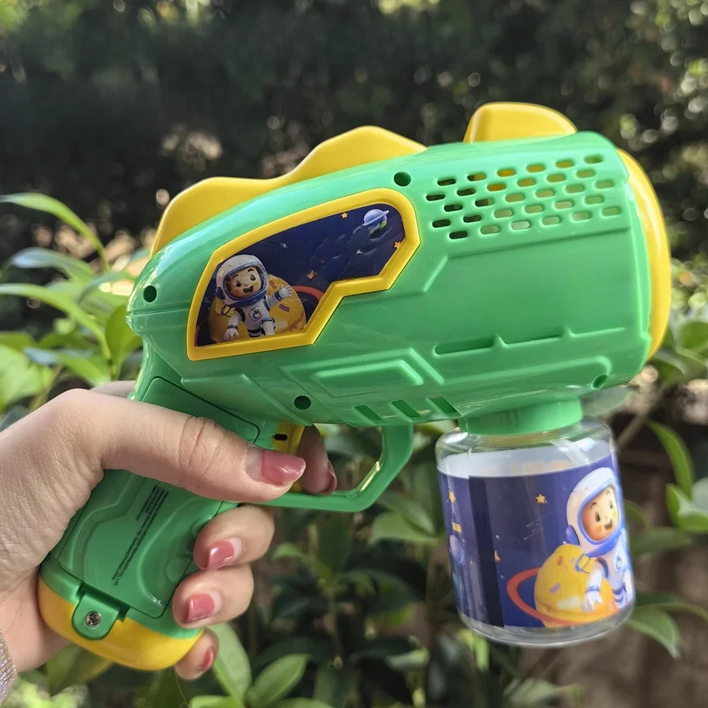 Pistolet à bulles entièrement automatique pour astronautes spatiaux, Machine à bulles de fusée, souffleur automatique avec jouet liquide à bulles pour enfants, cadeau à bulles
