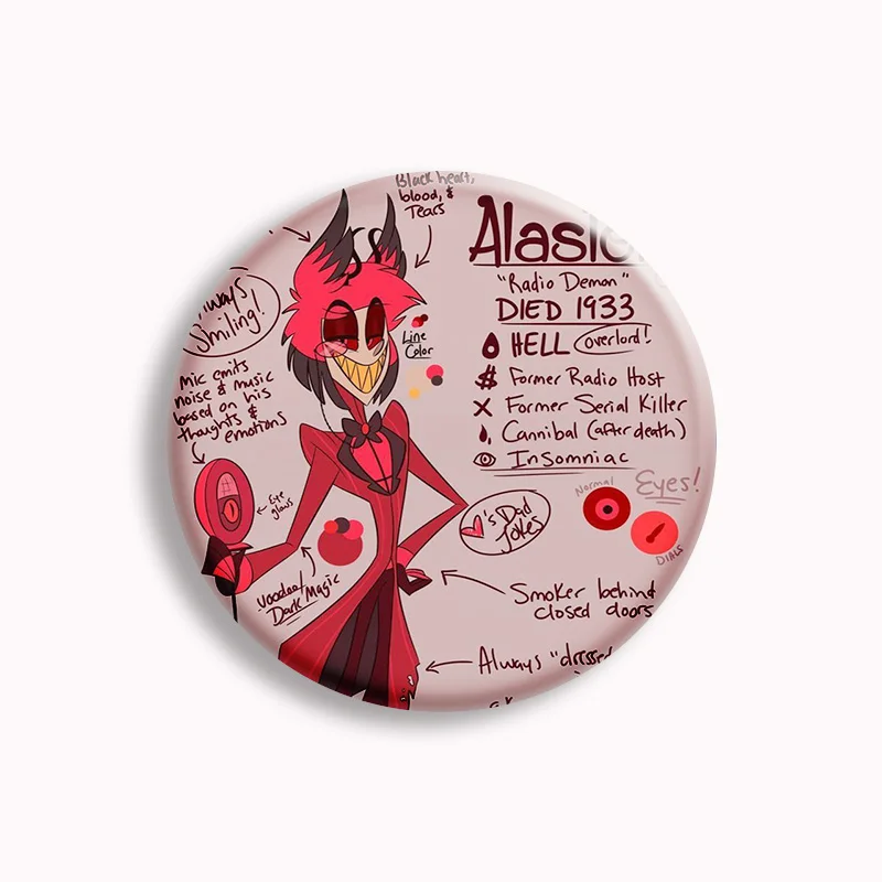 Hazbin Hell Cartoon Pins Anime Alastor Chibis Charlie Pin Brooch Hat Bag Hazbin Jewelry Custom Design art Meme Pin Badge Button