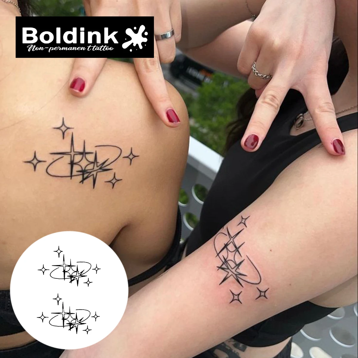 Stars Temporary Tattoo,Lasts To 15 Days New Technology Magic Waterproof Semi Permanent Sticker.