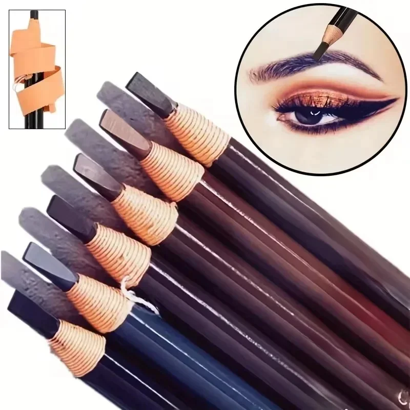 Crayon à sourcils en bois véritable, 6 couleurs, Option, étanche et sans taches, noyau dur, vente en gros, stylo à sourcils doré