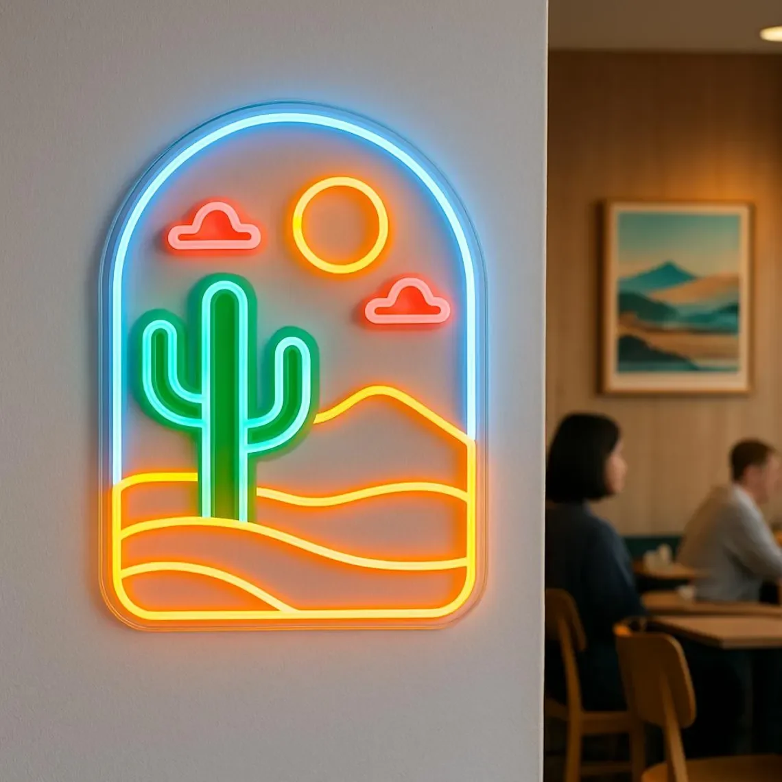 Desert Neon Sign Cactus Sunrise Neon Wall Decor Sunrise and Sunset Neon Ranch Sign Saloon Home Bar Office Art Decor
