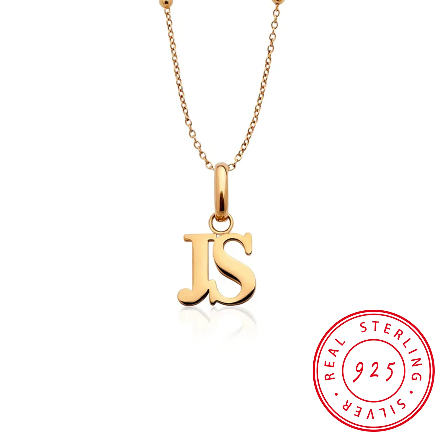 14K Solid Gold Necklace Double Initial Necklace A-Z LETTER NECKLACE 925 Sterling Silver Not Easy To Fade EVERYDAY NECKLACE